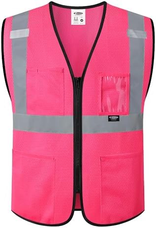 JKSafety Safety Vest for men women Hi Vis Vest with Pockets and Zipper High Visibility Construction Vests BX310 by JKSafety