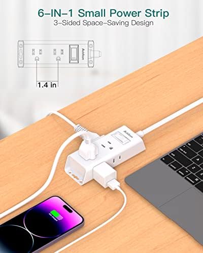 Addtam Flat Plug Extension Cord with 6 Outlet Extender for Cruise Travel - Image 3