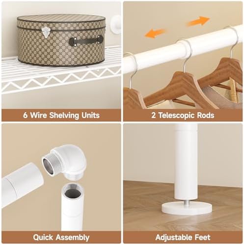 ComfyCorner Wall Mounted Garment Rack, Industrial Pipe Clothing Rack White - Image 6