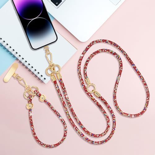 Crystal Phone Strap Crossbody and Wrist Lanyard, Anti Theft Layered & Wrist Strap Cell Phone Neck for Women - Image 7