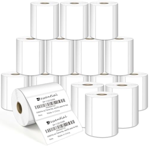 ESSENTIAL 4" x 2" Direct Thermal Labels, 1" Core (12000 Labels, 16 Rolls) by ESSENTIAL