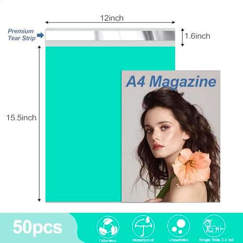 JinRuiKJ Thank You Poly Mailers 12x15.5 Inch, 50 PCS, Teal - Image 2