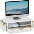 gianotter Desk Organizers and Accessories, Monitor Stand with Drawer and 2 Pen Holder, Desktop Organizer Suitable for Offices and Dormitories (Matte White) by gianotter