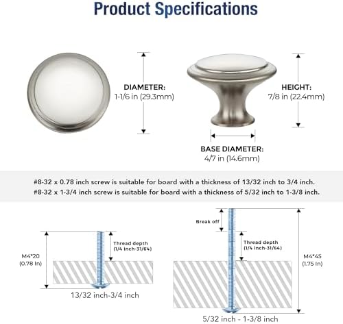 Brushed Nickel Cabinet Drawer Hardware,30mm Kitchen Cabinet Knobs,10 Pack - Image 3