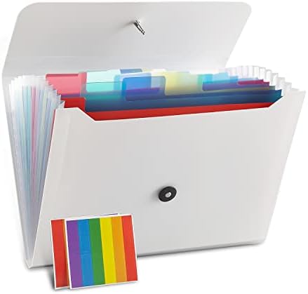 Nicfaec Expanding File Folder, 13 Pockets, White, Polypropylener,for Work, School, Home, Office - Image 2