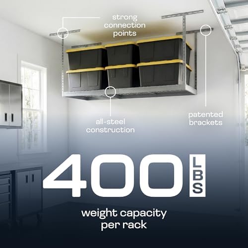 MonsterRax 3x6 Overhead Garage Storage Rack, Gray, 12"-21" Height - Image 4
