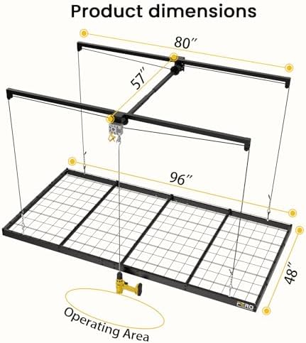 FERO Overhead Garage Storage Rack 4x8, 500 lb Heavy-Duty Capacity - Image 3