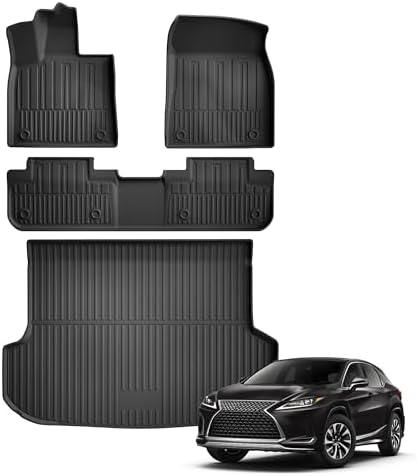 Floor Mats & Trunk Liner for Lexus RX RX350/RX450h 2016-2022 (Not for RXL) - Custom Fit TPE All Weather Car Accessories by IKABEVEM