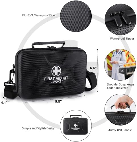 Gevoke 410 Piece Waterproof Hard Shell First Aid Kit, Black - Image 4