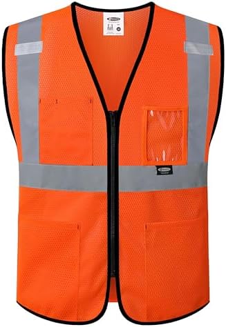 JKSafety Safety Vest for men women Hi Vis Vest with Pockets and Zipper High Visibility Construction Vests BX310 by JKSafety