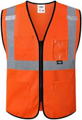 JKSafety Safety Vest for men women Hi Vis Vest with Pockets and Zipper High Visibility Construction Vests BX310 by JKSafety