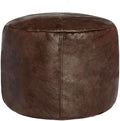 Thgonwid Unstuffed Faux Leather Pouf Cover, Handmade Footstool Ottoman Storage Solution, Floor Footrest Cushion - 16.5”Dx12”H, Matte Coffee by Thgonwid