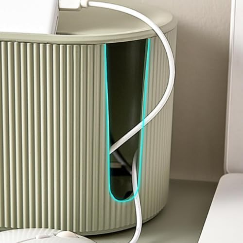 Cable Management Box,Desk Cord Organizer Box with Groove Cover,Plastic Cord Hider Box,Large Cable Box Organizer for Storaging Power Socket/TV/Computer/Router/Games Console Cable (Green) - Image 4