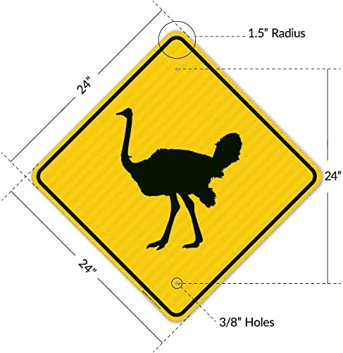 Ostrich Crossing with Graphic Sign, - Image 6