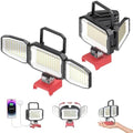 2PCS LED Work Light Compatible with Milwaukee 18V Battery, 150W 15000LM Flood Light, 6500K Daylight 3-Head Adjustable, USB Type-C&2 Brightness Modes Portable Flashlight Job Site Light (Tool Only) by LIVOWALNY