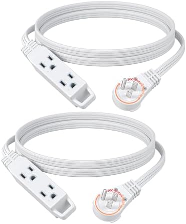 DEWENWILS 6FT 360° Rotating Flat Plug Extension Cord/Wire, 16/3, 2 Pack by DEWENWILS