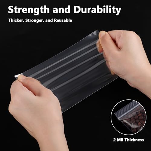 200 Count 4 x 6 Inch Clear Resealable Poly Bags, 2 Mil Small Zip Bags - Image 5