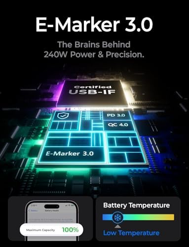 LISEN USB C to USB C Cable 10ft, 240W Long USB C Cable Fast Charging - Image 4