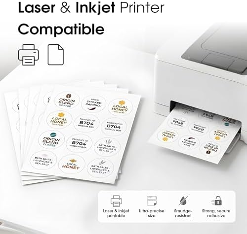 2.5" Circle Labels for Laser & Inkjet, Spartan Industrial Template C005 - Image 4