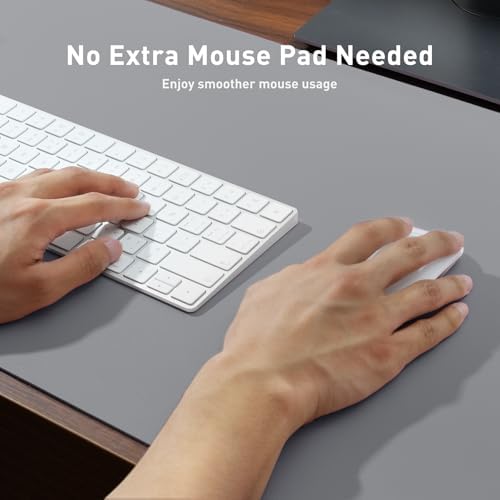 Aothia Faux Leather Desk Mat - Non-Slip PU Leather Desk Blotter, Waterproof Writing Surface, Large Desk Pad for Office & Home (Light Grey, 55" x 17") - Image 4