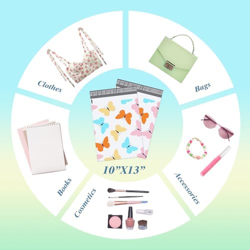 Fuxury Poly Mailers 10x13" 1200pcs,Cute Shipping Bag for Clothes,Butterflies - Image 4