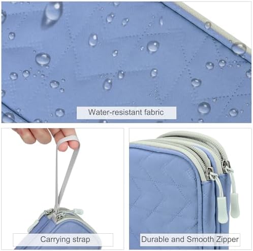 FYY Electronic Organizer, Travel Tech Pouch, Cable Organizer Blue Quilted - Image 4