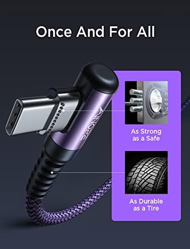 AINOPE USB C Cable 60W 2-Pack 6.6ft Nylon Braided USB C to USB C Cable Type C Charger Fast Charging Right Angle USBC Cable Charger Cord for iPhone 16 Pro Max 15 Plus Samsung S24 S23 iPad Pro Purple - Image 6