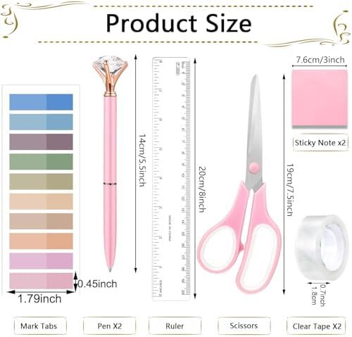 Office Supplies,Desk Accessories, Stapler and Tape Dispenser Set for Women with Stapler, Tape Dispenser, Staple Remover, Staples, Clips, Scissor and Tabs,Gift for Students, Coworkers - Image 6