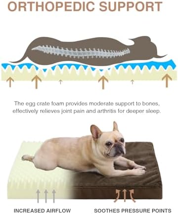 KSIIA Orthopedic Dog Bed for Medium Dogs with Waterproof Lining,Brown,29x18 - Image 2