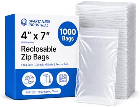 4” X 7” (1000 Count) 2 Mil Clear Reclosable Zip Plastic Poly Bags by SpartanIndustrial