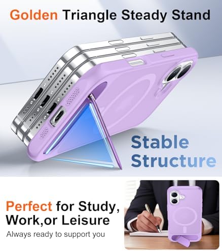 Temdan Magnetic Compatible with iPhone 16 Case, [Built-in Invisible Kickstand][Compatible with MagSafe][Military Grade Shockproof] Slim Translucent Matte Phone Case for iPhone 16 6.1" - Image 4