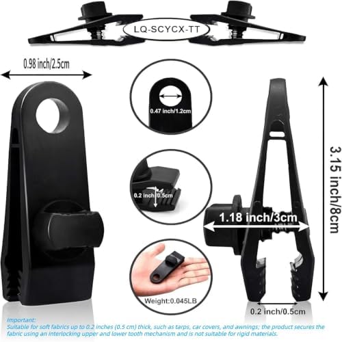 Tarp Clips Heavy Duty Lock Grip, Plastic Tarp Clamps, Linoleum Tent Clip - Image 3