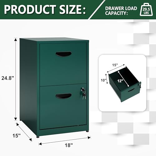 Polup 2 Drawer File Cabinet with Lock, Metal Filing Cabinet for Home Office - Image 3