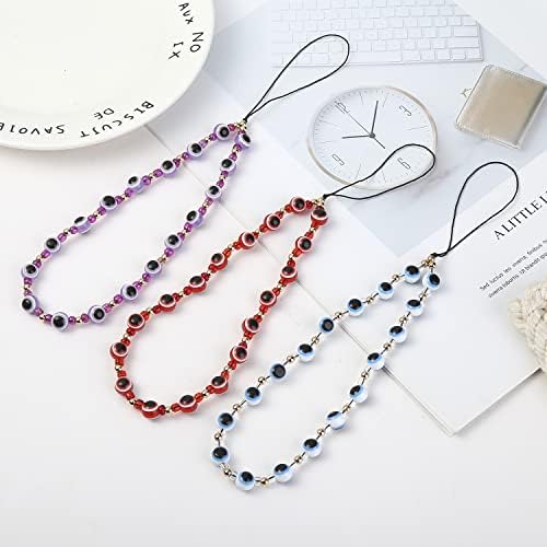 6PCS Beaded Phone Charms Strap Fruit Star Faux Pearl Rainbow Beads Phone Chains Beaded Lanyard for Camera Key Wallet Valentines Day Gifts for Her Women - Image 6