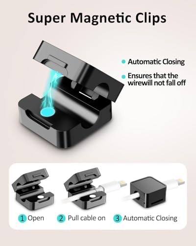 10 Pack Magnetic Cord Organizer Holder, Adjustable Cable Clips, Strong Adhesive Desk Cable Management Clips for Nightstand, Office, Car, Easy Open Design for Tidy Wire Organization - Image 5