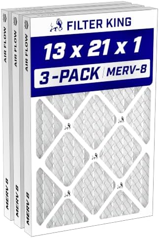 Filter King 13x21x1 Air Filter MERV 8, AC Furnace Filters (3-Pack) by FilterKing