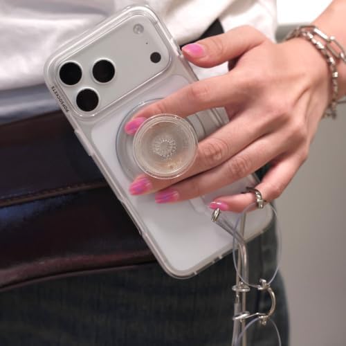 PopSockets Phone Grip for MagSafe, Magnetic Holder- Clear Glitter - Image 5