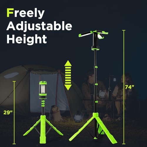 12000mAh Rechargeable Camping Light with Tripod Stand, 2700 Lumens Portable Work Light, 73.2" Adjustable Height, IP65 Waterproof Magnetic Base Light for Outdoor Camping, Garage, Repair - Image 3