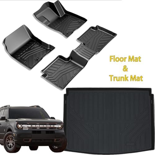Floor Mats & Trunk Mat for 2021-2025 2026 Ford Bronco Sport Only Fit Sport Version(Non Hybrid) TPE All Weather Protection 2 Rows Car Floor Liners with Cargo Liners Accessories - Image 2