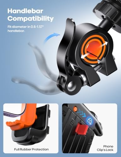 Lamicall Bike Phone Holder Motorcycle Mount - One-Hand Operation, Lockable - Image 5