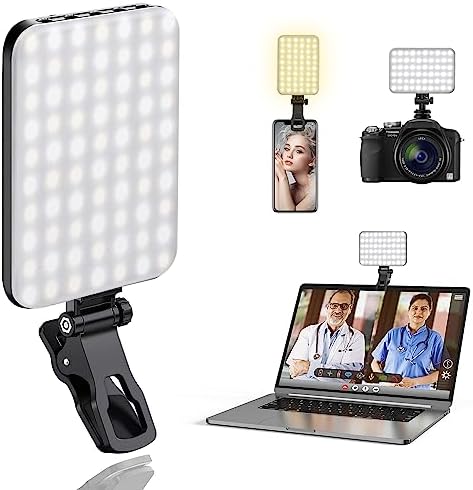 ALTSON 60 LED Portable Selfie Light Video Conference Lighting with Clip & Camera Tripod Adapter Rechargeable 2200mAh CRI 97+, 3 Light Modes for Phone iPhone Webcam Laptop Photo Makeup by ALTSON