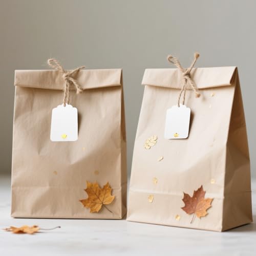 100 Pcs Blank Gift Tags with String Gold Foil Maple Leaf Fall Large Gift Tags with 65 Ft Jute Twine White Paper Cute Tags for Fall Autumn Thanksgiving Harvest Party Gift Wrap Tags - Image 5