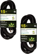 GoGreen Power Inc. (G-13715BK-2) 16/3 15' Heavy Duty Extension Cord - Black, 15ft, 2 Pack by PowerByGoGreen