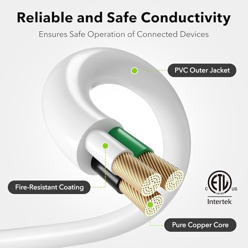 BN-LINK 35ft Outdoor Extension Cord, 3-Prong, 16 Gauge General Purpose Power Cord, Grounded Plug, White, for Landscaping & Holiday Decorations, Home & Office, 13A, ETL - Image 2