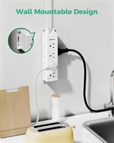 Surge Protector Power Strip, 12 Widely Spaced Multi Outlets, Wall Mount - Image 3