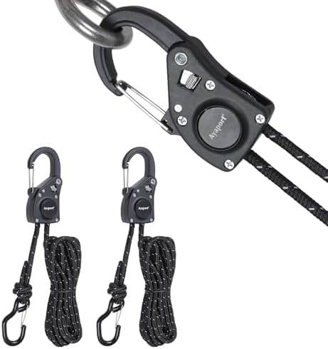 Ayaport Rope Tie Down Ratchet with Carabiner Clip 1/4" x 12', 2pcs by Ayaport