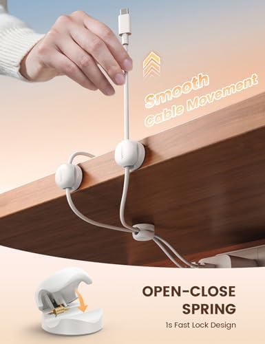 Lamicall 6 Pack Cable Management Clips, 1s Lock Spring Compact Cord Holder - Image 3