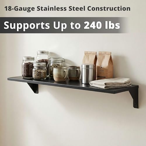 8" x 24" Small Stainless Steel Wall Shelf, Heavy Duty Storage Rack for Kitchen, Bathroom, Garage - Image 3