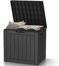 30 Gallon Deck Box, Waterproof Resin Outdoor Storage Box with Lockable Lid, Patio Storage Box Featuring Fade Resistant for Patio Furniture Cushions, Pool Accessories, Garden Tools, Black by Unknown