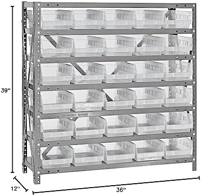 Quantum Storage Systems 1239-102CL Solid Heavy Duty 7 Shelves 30 Economy Clear Bins 39" H x 36" W x 12" D - Image 2
